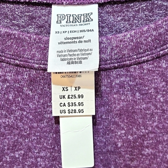 NWT Pink LS waist length purple heathered top oversize XS with gold pink logo - Picture 3 of 4